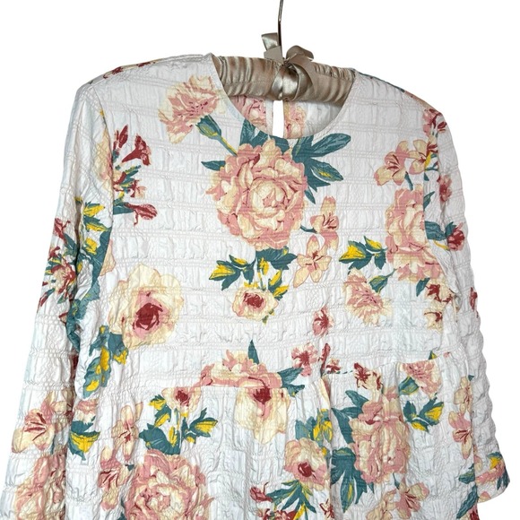 ZARA Sharon Floral Babydoll Dress M Ruffle Hem Loose‎ Fit Mini Short Tiered - Picture 3 of 11